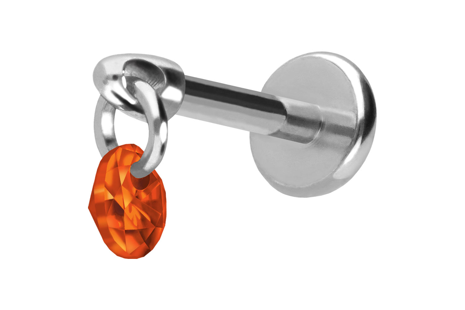 Titan Labret Piercing mit Push Fit RUNDER KRISTALL